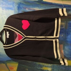 CENTRAL PARK WEST girls color block Heart cardigan in multi Size 14/16